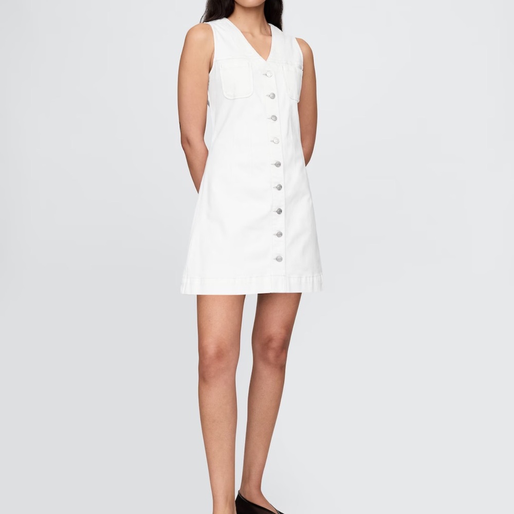 GAP White Sleeveless V-Neck Sundress